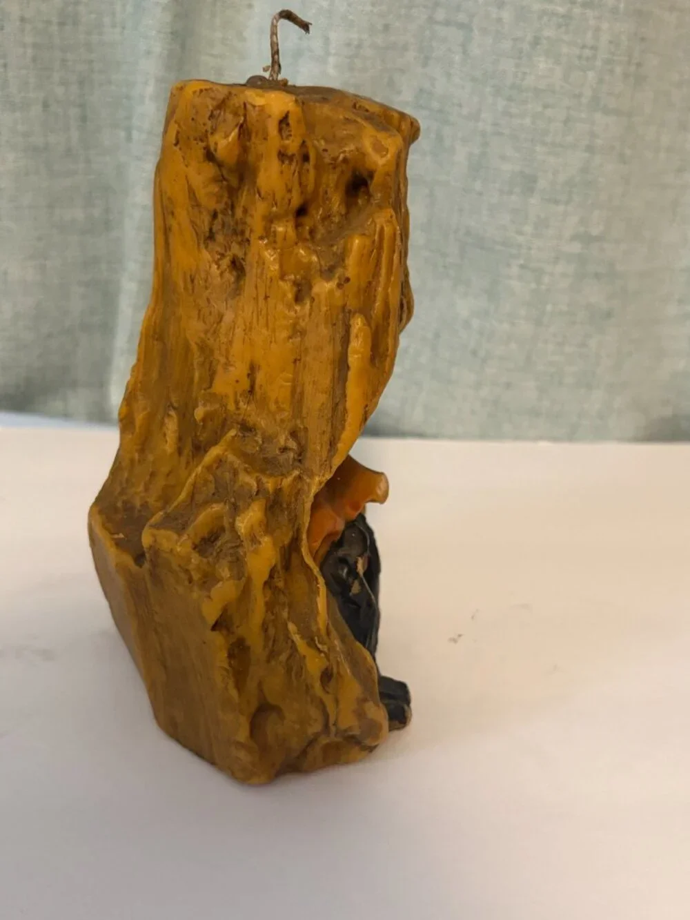 Vintage Wood Spirit Candle Face of Old Man in Tree